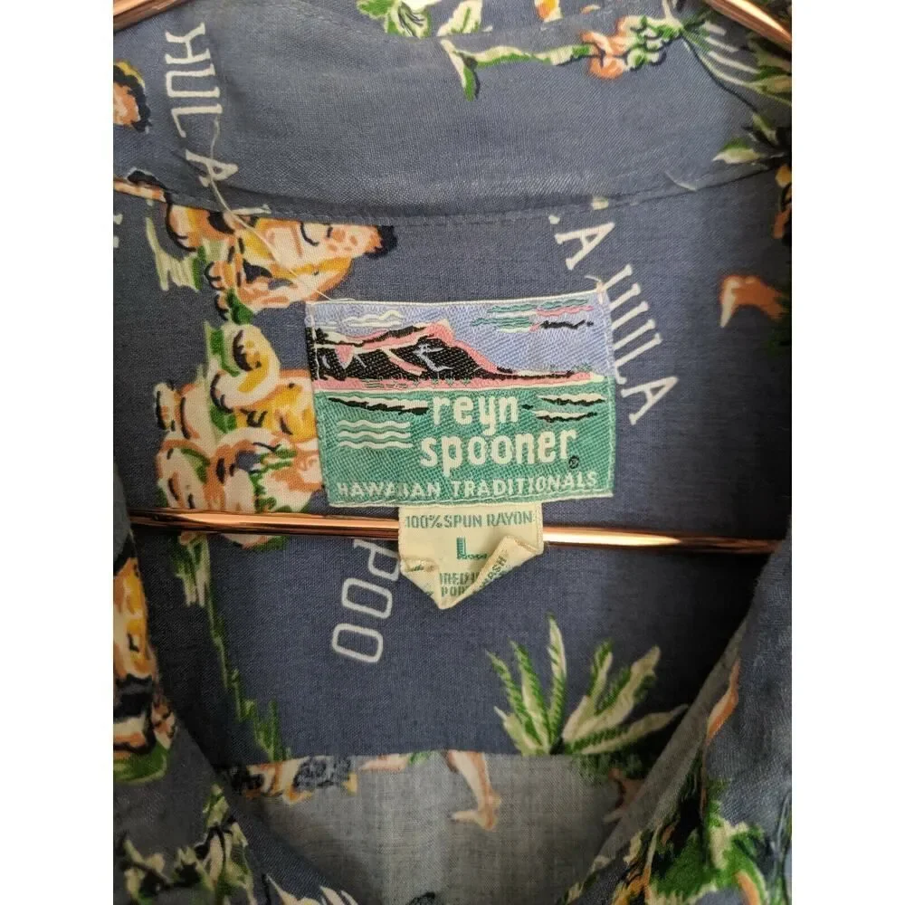 Reyn Spooner Men's Aloha Hawaiian Medium Hula Girls Upena Niu Poi Hana - Picture 3 of 6